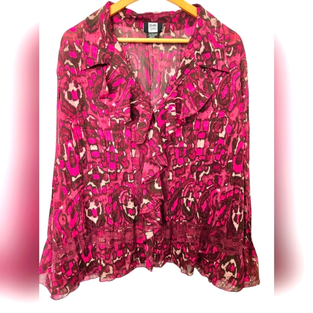 Studio 1940 Pink Patterned Women's Top Size 18/20